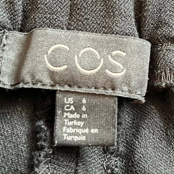 COS Black Pull On Trousers, Slim Fit Straight Leg Elasticized Waist, Size 6 - Picture 9 of 10